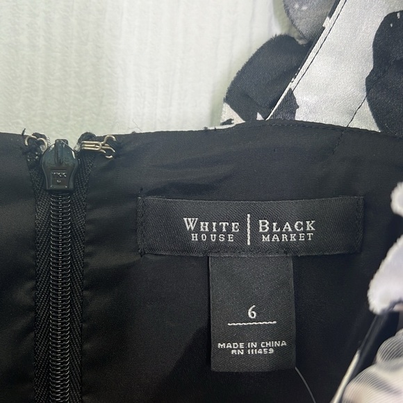 White House Black Market - NWT Abstract Ruffle Strap Wiggle Cocktail Dress SZ 6 - Picture 9 of 14